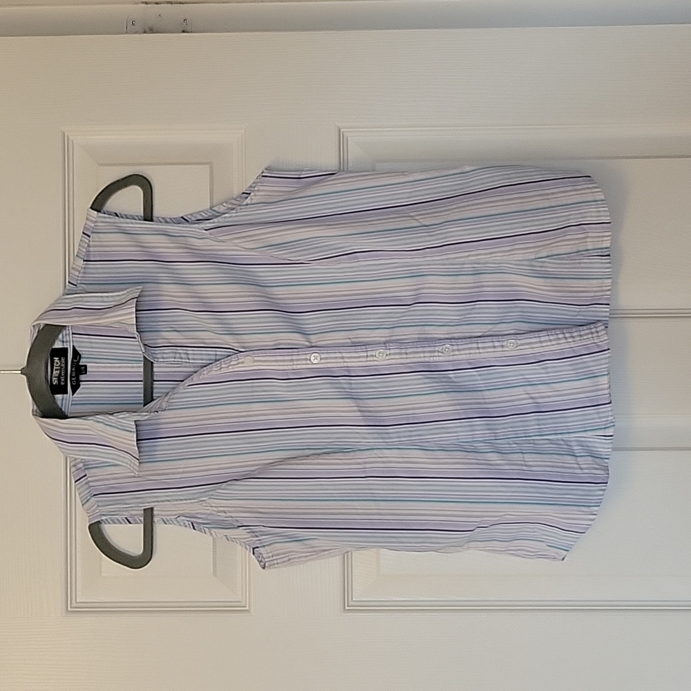 Striped Sleeveless Button-Up Shirt Size L